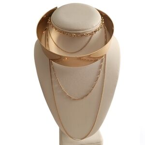 NWT Directors Cut Metal Choker Multi Layer Gold Necklace